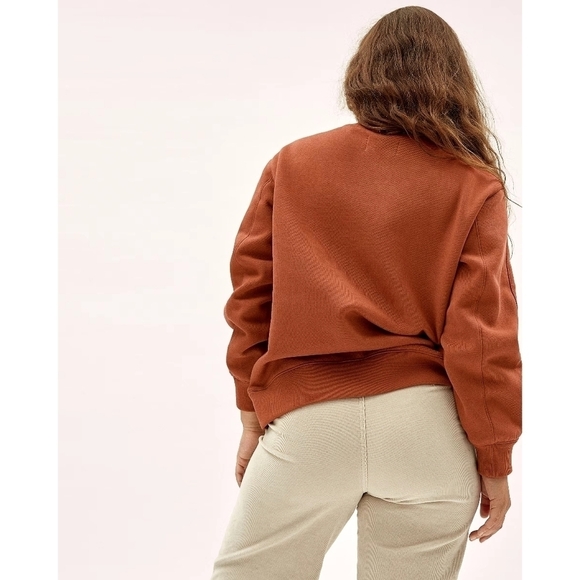 Everlane Sweatshirt Women XS Cocoa The ReNew Mock Neck Fleece Pullover Sweater - Picture 2 of 13